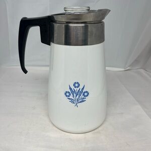 Corningware Blue Cornflower 9 Cup Porcelain Stovetop Coffee Percolator
